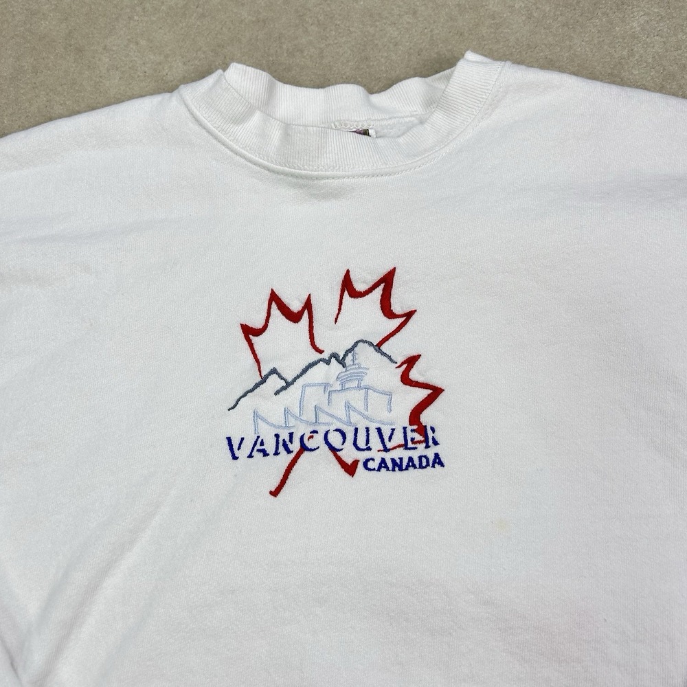 Vintage 90s Vancouver Canada Sweatshirt Adult XL Fleece Embroidered Maple Leaf